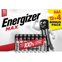 Lot de 12 + 4 piles lr03 aaa, 1.5 V, ENERGIZER