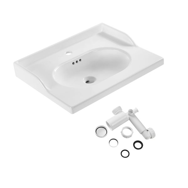 Plan simple vasque céramique Charm l.61.8 x P.49.7 x h.19.8 cm/vidage inclus