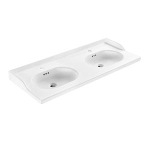 Plan double vasque céramique Charm l.121.8 x P.49.7 x h.19.8 cm/vidage inclus