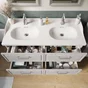 Plan double vasque céramique Charm l.121.8 x P.49.7 x h.19.8 cm/vidage inclus