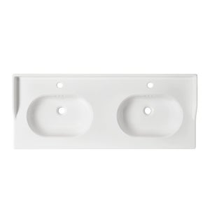 Plan double vasque céramique Charm l.121.8 x P.49.7 x h.19.8 cm/vidage inclus