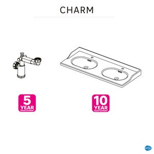 Plan double vasque céramique Charm l.121.8 x P.49.7 x h.19.8 cm/vidage inclus