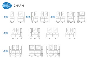 Plan double vasque céramique Charm l.121.8 x P.49.7 x h.19.8 cm/vidage inclus