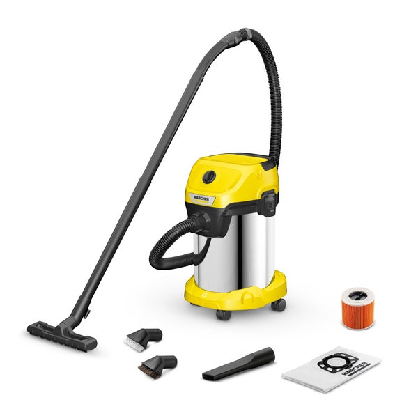 Aspirateur eau et poussières WD3 S KARCHER, 19 l avec jeu de brosses