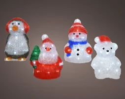 Décoration noël extérieur père noël/bonhome neige/ours/pingoin pile h.25