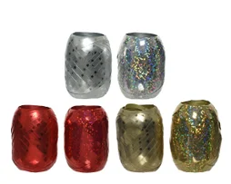 Bolduc œuf 10mmx20m assortiment holographique/métal or/rouge/argent