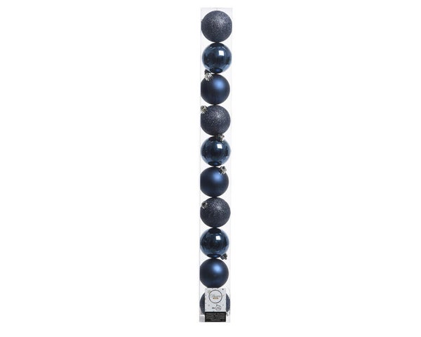 Boule Noel polystyrene d6cm bleu nuit brillant/mat/paillette lot de 10