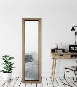 Miroir rectangulaire, bois et métal, l.50 x H.140 cm