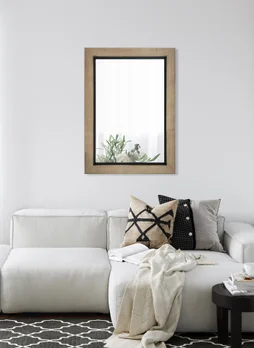 Miroir rectangulaire, bois et métal, l.50 x H.70 cm