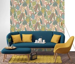 Papier peint intisse floral bistre
