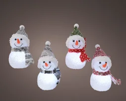 Décoration noël intérieur bonhomme de neige tissu 1led d.6 h16 à pile