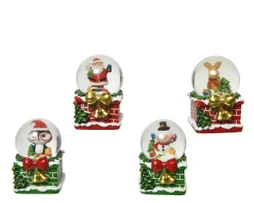 Boule a neige polyresine figurine Noel vert/rouge h6.7x4.9x5.5cm -pc