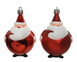 Deco Noel a suspendre plastique père Noel rouge brillant ou mat d8cm
