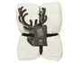 Plaid Noel polyester flanelle blanc casse decor cerf 130x170x1.1cm