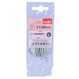 30 clous stries beton, SUKI tete plate, 2.7 x L.50 mm