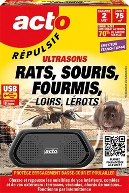 Répulsif ultrason rats/souris/fourmis extérieur