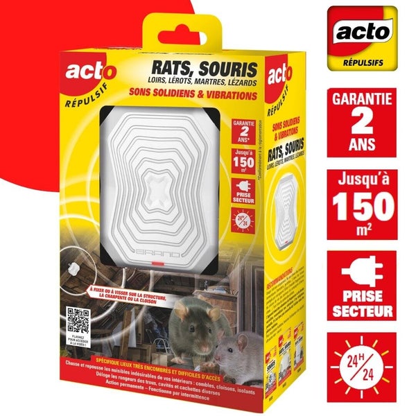 Répulsifs rats, souris, loirs, lérots - spécial combles cloisons - protège 150 m²