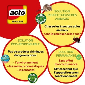 Répulsifs rats, souris, loirs, lérots - spécial combles cloisons - protège 150 m²