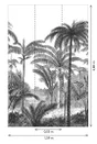 Papier peint panoramique Palm Scenery noir et blanc l.159 x H.280 cm