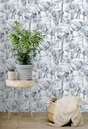 Papier peint intissé Toile de Jouy elephant bleu