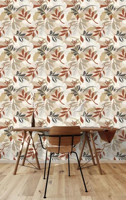 Papier peint vinyle intissé feuille Aldea beige