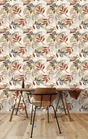 Papier peint vinyle intissé feuille Aldea beige
