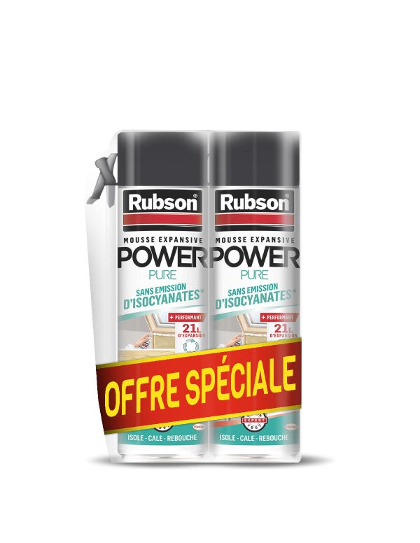 Lot de 2 mousse expansive multi usages power pure 0% iso RUBSON blanc 500ml
