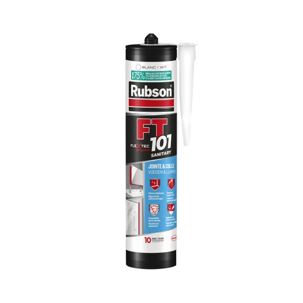 Mastic sanitaire anti moisissure RUBSON Flextec blanc cartouche 280ml