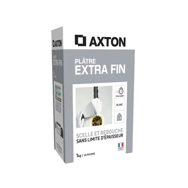 Plâtre, poudre Extra fin AXTON blanc 1 kg