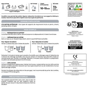 Plâtre extra fin poudre AXTON blanc 5 kg