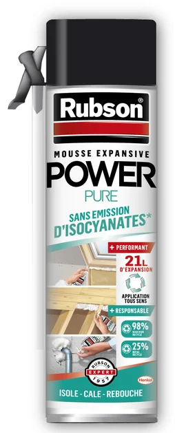 Mousse expansive multi usages 0% iso power pure RUBSON blanc 500ml/21l