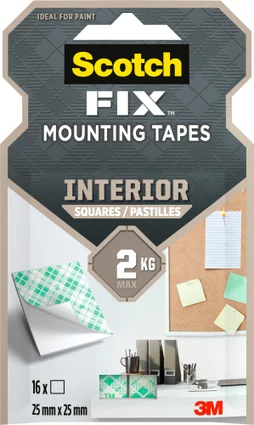 Lot de 16 pastilles double face 25 x 25 cm Fix 3M blanc