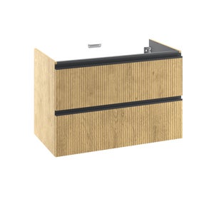 Meuble sous-vasque 2t l.90 x H.58 x P.48.1 cm imit chêne strié Studio