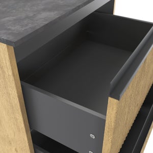 Meuble sous-vasque 2t l.90 x H.58 x P.48.1 cm imit chêne strié Studio
