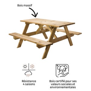 Table pic nic rectangulaire, rectangulaire, bois 150x66x75 NATERIAL