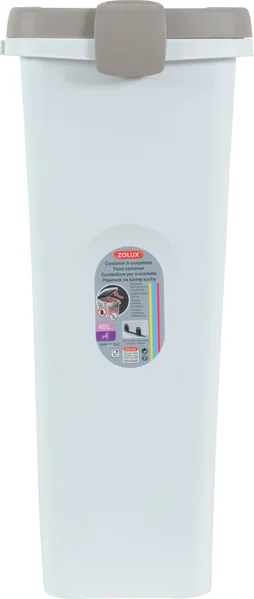 Container croquettes plastique rectang hermétique 40l/15kg blanc/taupe
