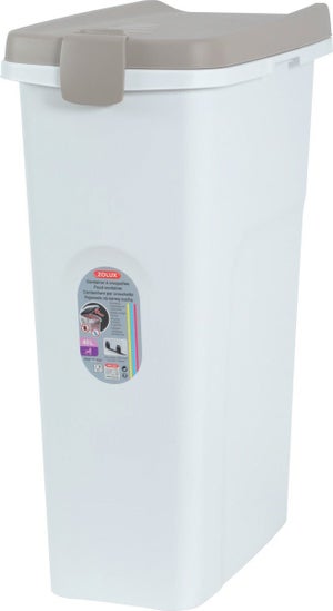 Container croquettes plastique rectang hermétique 40l/15kg blanc/taupe