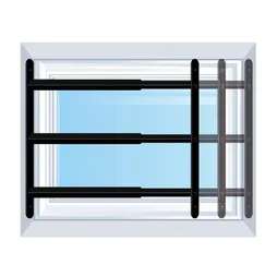 Grille de défense télescopique, AFBAT, 3 barreaux 30 cm à 55 cm, acier peint noir