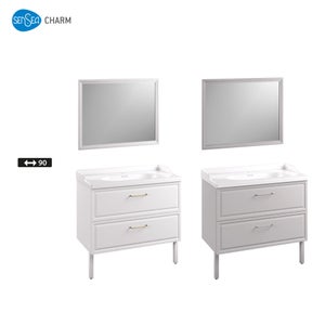 Miroir encadré l.90 x H.70 cm, gris, SENSEA Charm