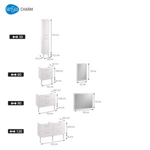 Meuble sous-vasque 2t l.90 x H.57 x P.48.1 cm blanc Charm