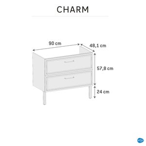 Meuble sous-vasque 2t l.90 x H.57 x P.48.1 cm gris Charm