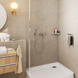 Pommeau de douche 2 jets, flexible et support, HANSGROHE chromé