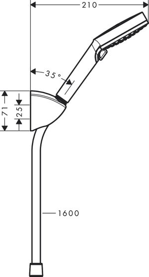 Pommeau de douche 2 jets, flexible et support, HANSGROHE chromé