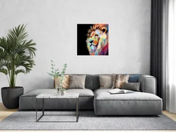 Toile imprimée Lion Colore, CEANOTHE, l.65 x H.65 cm multicouleur