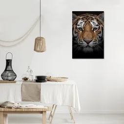Toile imprimée Portrait Tigre, CEANOTHE, l.45 x H.65 cm marron, blanc et noir