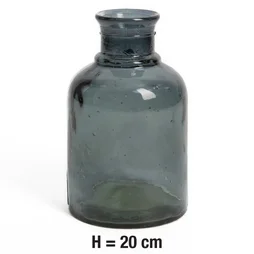 Vase verre recyclée, lisse, gris argent l.12 x H.20 cm