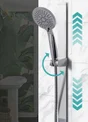 Pommeau de douche 5 jets, flexible et barre chromé Sans perçage