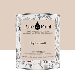 Peinture papier kraft mur, plafond et boiserie , PURE  PAINT velours 2.5 l