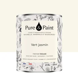 Peinture vert jasmin mur, plafond et boiserie , PURE  PAINT velours 2.5 l