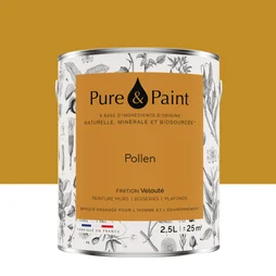 Peinture pollen mur, plafond et boiserie , PURE  PAINT velours 2.5 l